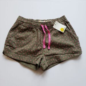 Boden Hunter Green Girls Shorts with Pink Hearts NWT Size 11